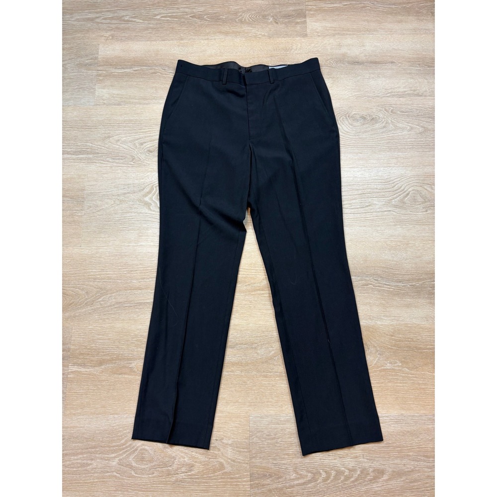 NWT Kenneth Cole Black Dress Pants 35W x 32L Flat Front Suit Trousers